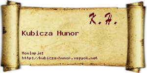 Kubicza Hunor névjegykártya